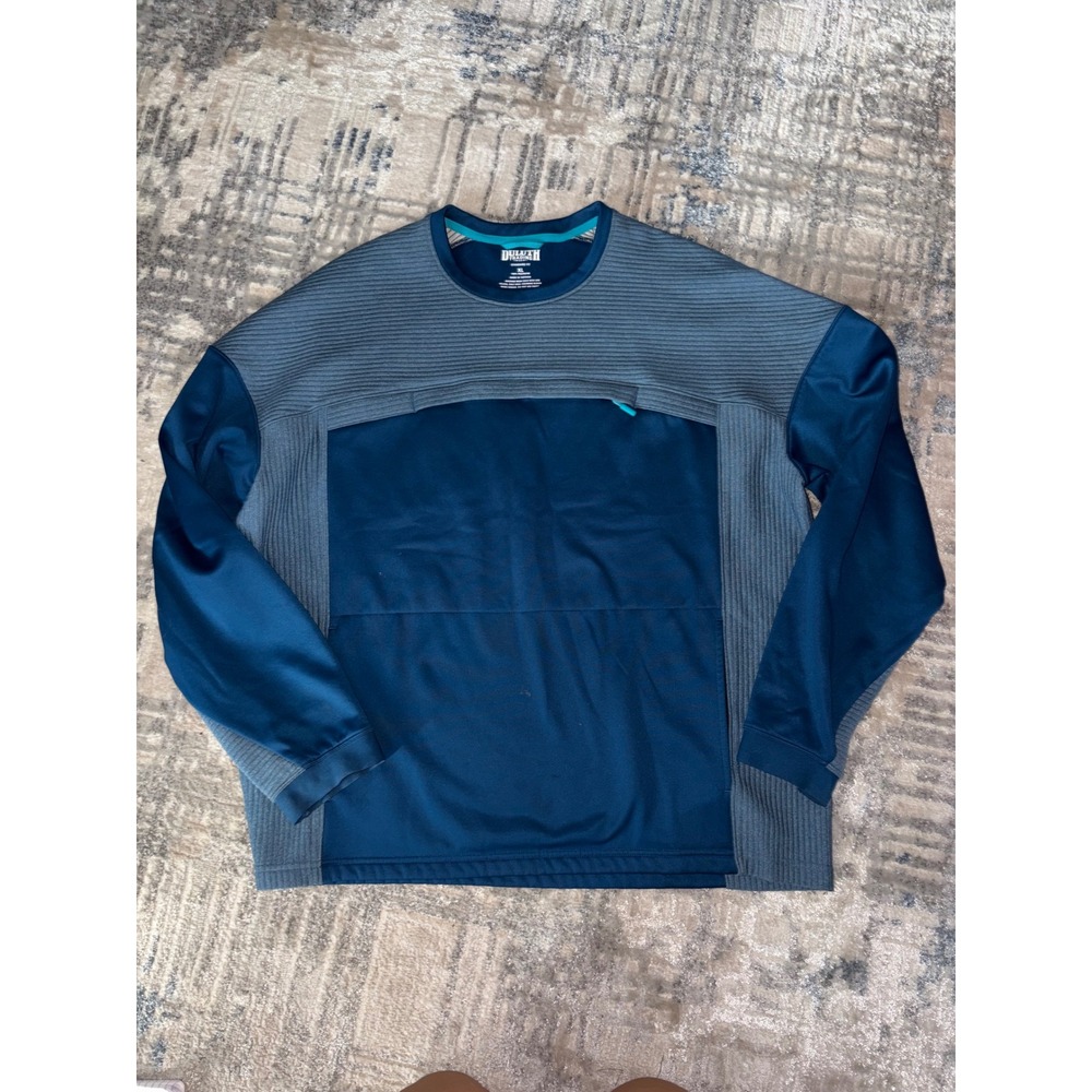 Duluth Trading Co Mens XL Long Sleeve Mixed Media Ribbed Pullover Shirt Teal